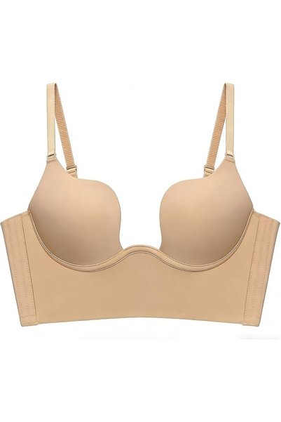 GENERAL Seamless Backless Bra Deep U Bras, Low Back Bras for Women with Conve...