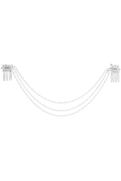 MAYJOYDIY Multi-Layer Pearl Head Chain with Hair Combs 14.6inch Pearl Rhinest...
