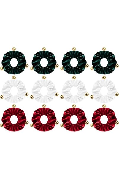 GENERAL 12 PCS Christmas Velvet Hair Scrunchies Red Green White Hair Ties Rop...