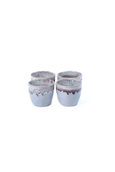 CAVO Porcelain Cup Set 4 Pieces Brown Rimmed