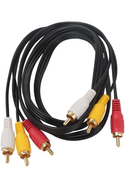GENERAL كابل صوت VoltShine 3RCA إلى 3RCA بطول 1.5 متر باللون الأسود لتوصيل أجهزة الصوت والفيديو، مثالي للترفيه