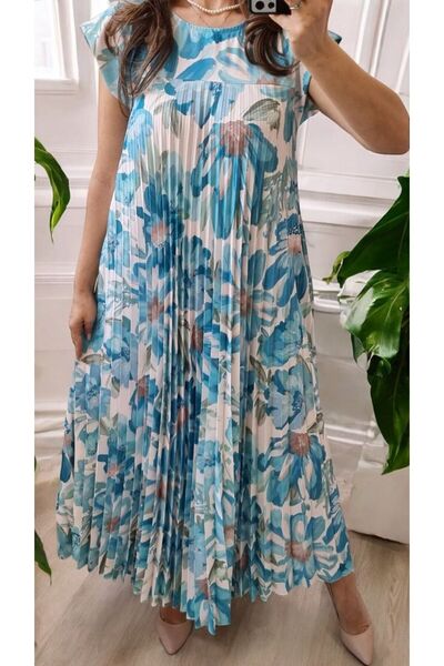 MAXORA SHOP Rochie lungă plisată Genesis, cu imprimeu floral