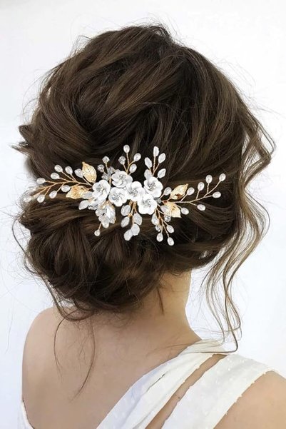 Latious Silver Flower Bride Wedding Hair Comb Pearl Bridal Side Comb Crystal ...