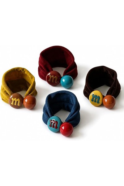 GENERAL 4 Pack Velvet Hair Ties for Women Girls, Beaded Scrunchie Ponytail Ho...