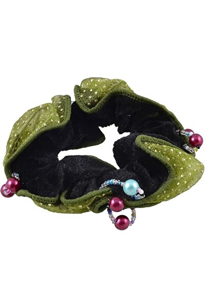 GENERAL Ruilogod Plastic Beads Decor Green Dotted Gauze Black Velvet Elastic ...