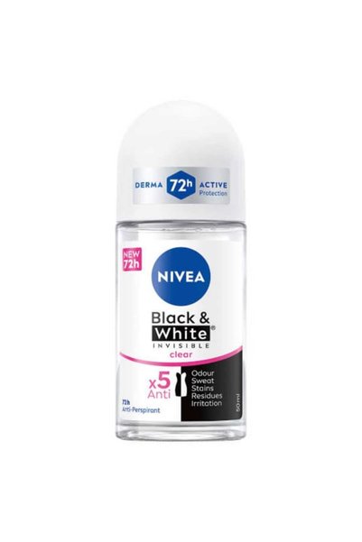 NIVEA مزيل ومضاد تعرق نيفيا بلاك أند وايت إنفيزيبل كليير رول أون للنساء 50 ملي