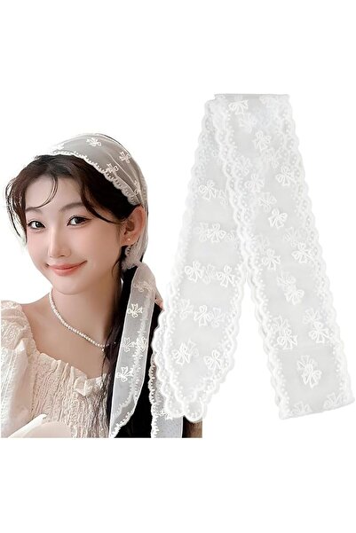 RUIYDZ Vintage Bow Embroidery Lace Head Scarf For Women's Hair Ties Hair Scar...