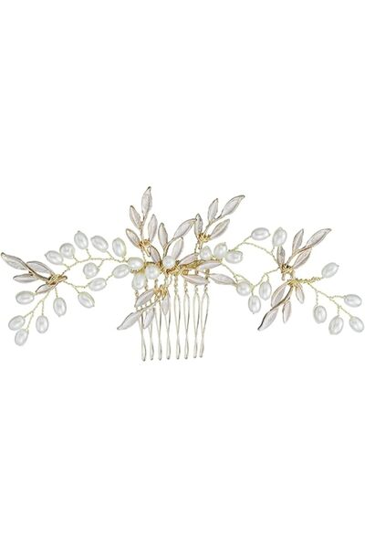 GENERAL Hair Accessories Retro Bridal Headdress Handmade Pearl Leaf Bridal Ha...
