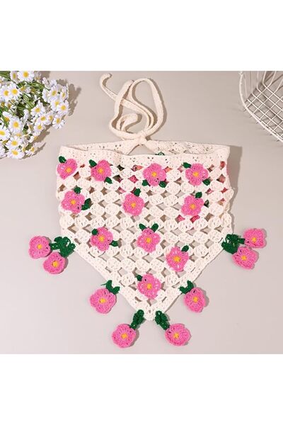 Adamia Crochet Crochet Floral Head Scarf Hair Bandana for Women Flower Tassel...