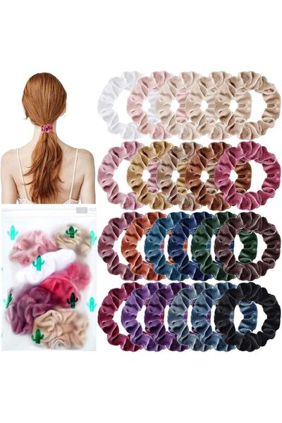 Syhood 22 Pieces Colorful Velvet Scrunchies for Toddler Girls Women Small Scr...