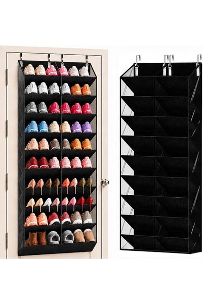 GENERAL 20-30 Pairs Over the Door Shoe Organizer Clear Deep Pockets Hanging S...