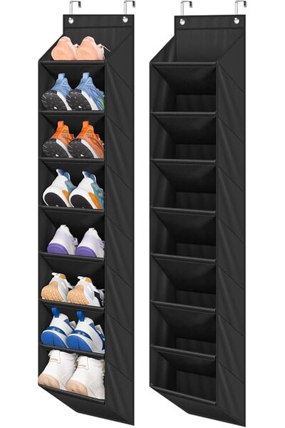 SLEEPING LAMB 2 Pack Narrow Over The Door Shoe Organizer with 8 Large Deep Po...