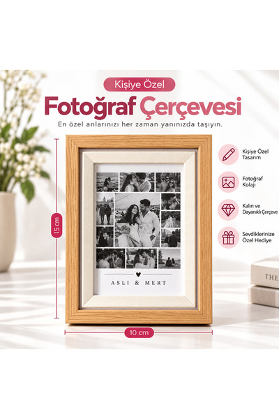 Kadın İşi Kişiye Özel Fotoğraf Kolajı Kalın Çerçeve 10x15 cm
