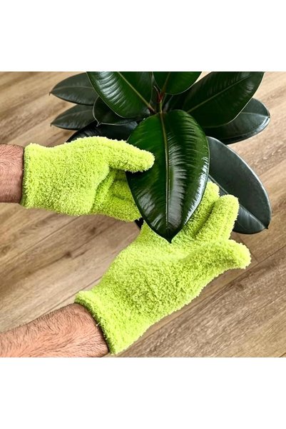 Colour microfiber Microfiber Cleaning Gloves, Grass Green Reusable Washable H...