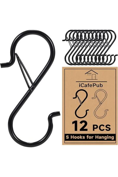 GENERAL Heavy Duty S Hooks with Safety Snap by Aihugo, Rust Resistant Metal V...