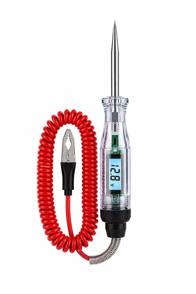 TEKNOPARTS Dijital Göstergeli Oto Elektrik Kontrol Kalemi – 12V / 24V Test ve Amper Ölçer 5V-80V