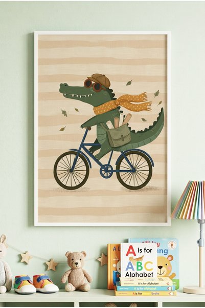 Zevahir Mobilya Dekorasyon 1 Piece White Wooden Framed Bicycle with Postman B...