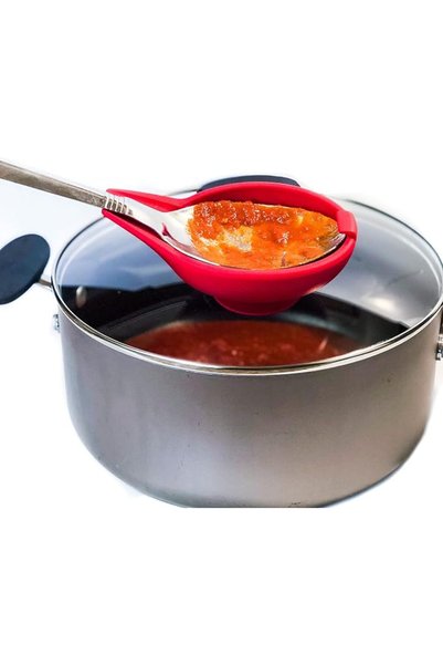 16 Spoon حامل أدوات من السيليكون - يثبت بكوب شفط على غطاء القدر على الموقد - ...
