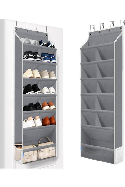 RoomTalks 7-Tier Over the Door Shoe Organizer, Large Deep Pockets Hanging Sho...