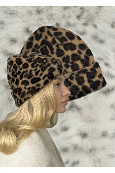 KİLİGİSTANBUL Ultra Soft Textured Leopard Beanie