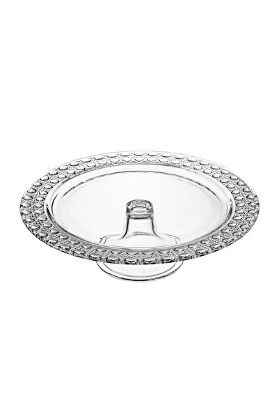 Elegant Luxury Crystal Round Pedestal Plate with Decorative Rim, Clear 13 Inch Serving Platter for Desserts, Cakes, Fruits, Entertaining