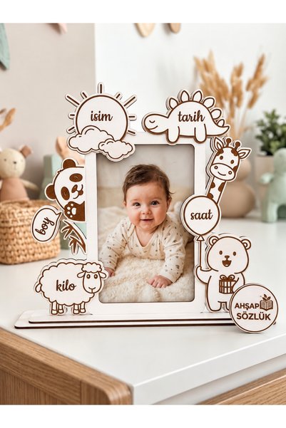 ahşap sözlük Kişiselleştirilebilir Ahşap Bebek Fotoğraf Çerçevesi | İsimli Ye...