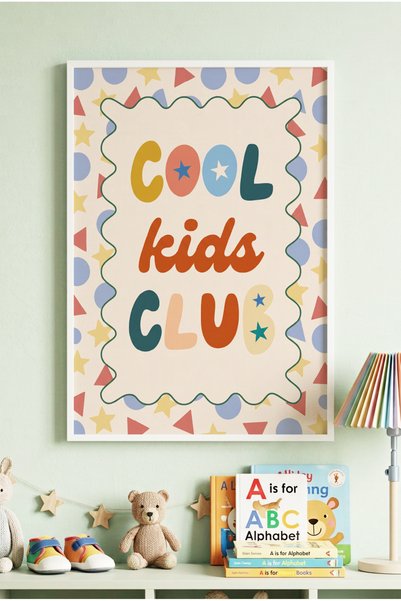 Zevahir Mobilya Dekorasyon 1 Piece White Wooden Frame with Colorful Cool Kids...