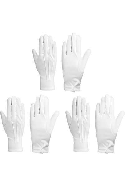 GENERAL 2 Pairs of White Nylon Cotton Gloves, White Gloves Costume for Dry Ha...