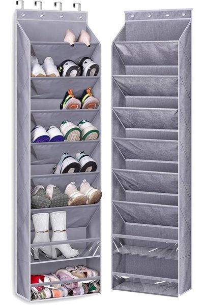 MISSLO Over the Door Hanging Shoe Rack, Large Shoe Rack with 8 Compartments, ...