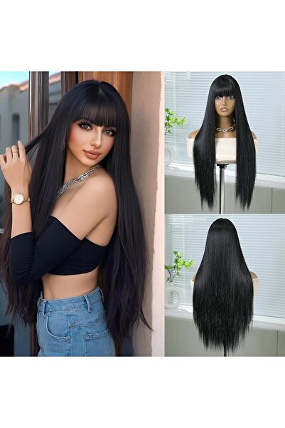GENERAL OMELPIS Orange Wig for Women with Bangs Long Ombre Auburn Dark Roots ...