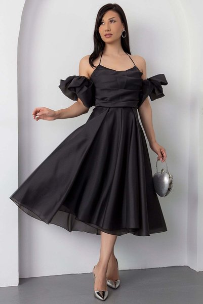 PULLIMM Strapless Neckline Fake Sleeve Evening Dress Dns1799