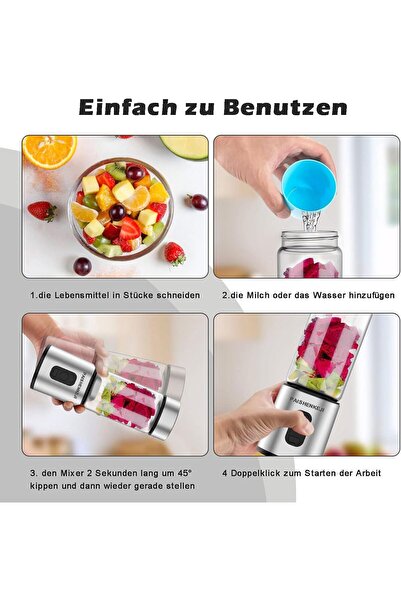 unbranded Powerology 6-Blade Portable Rechargeable Blender 450ml