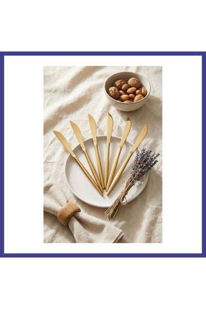 Generic Brand 6-Piece Luxury Gold Stainless Steel Dinner Knife Set (21 cm) Mrl