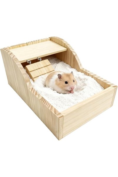 Generic Hamster Sand Bath Container Wooden Detachable Bathtub