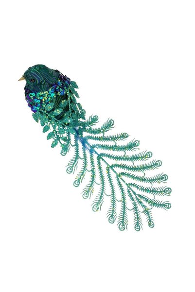 OEM Pasare Decorativa de Crăciun cu Clip Coada Lunga și Glitter Verde 35x7x9 ...