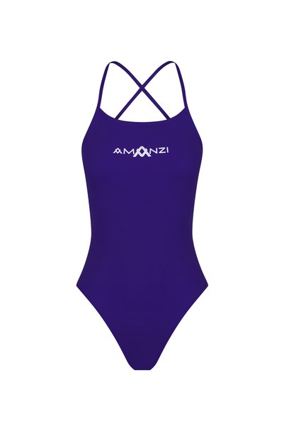 Amanzi Women's Training Swimsuit Tie Back Blueberry