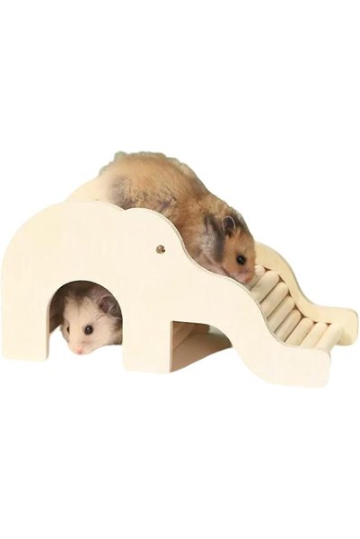 GENERAL Hamster Wooden House with Ladder, Hamster Hideout House for Dwarf Syrian