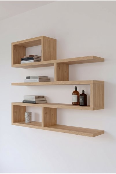 Woodplays Dekoratif Duvar Rafı Çok Katlı Modern Tasarım Kitaplık ve Duvar Düz...
