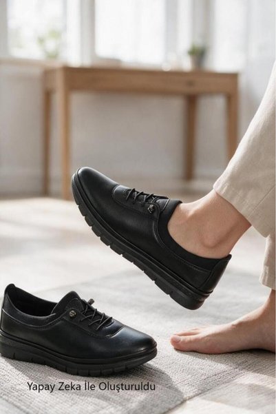 Wanetti Women's Black Comfort Sole Elastic Atom Mother Shoes, Size 37-41