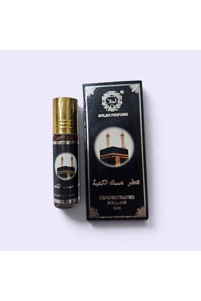 Ahla عطر مسك الكعبة المركز رول اون 6 مل - دهن عطر شرقي فاخر بتصميم أسود وفضي ...