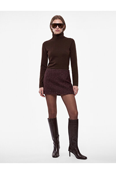 Koton Slim Fit Flannel Fabric Textured A-Line Mini Skirt