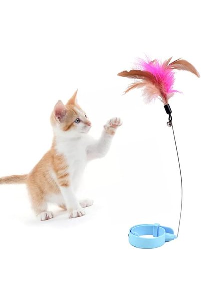Airshi Cat Feather Collar Toys, Cat Feather Wand Collar Exercise Relieve Bore...