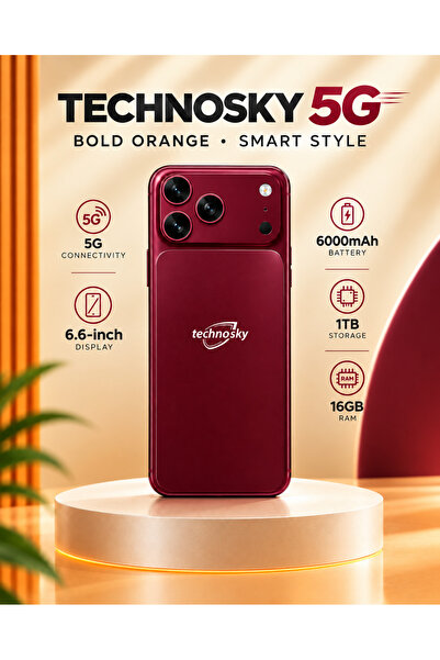 Technosky Smart Mobile techno sky 5G Wide D splay Orange 6.6-inch (NFC)