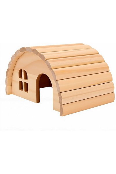 GENERAL Hamster House Wooden House Small Animal Hideout Pine Wood Hamster Cab...