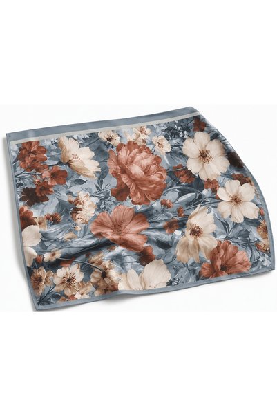 Hepsi Moda Modal Silk Fall Bouquet Pattern Shawl - Water Green