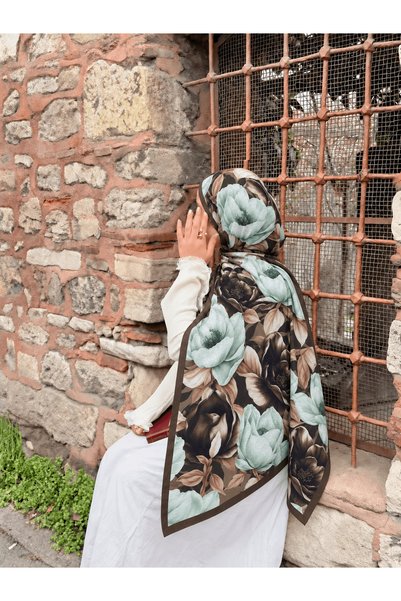 Hepsi Moda Modal Silk Magnolia Dream Shawl - Brown