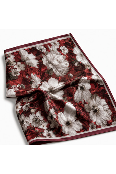 Hepsi Moda Modal Silk Fall Bouquet Pattern Shawl - Burgundy