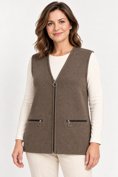 Mutlu City Women's Knitwear for Middle Ages and Above, Knitted Zippered Pocke...