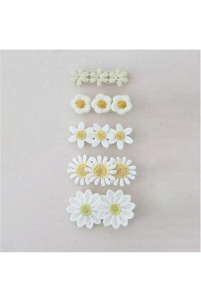 GENERAL 5 Pcs Baby Hair Clips Set, Off-White Daisy Toddler Hair Barrettes, Fu...