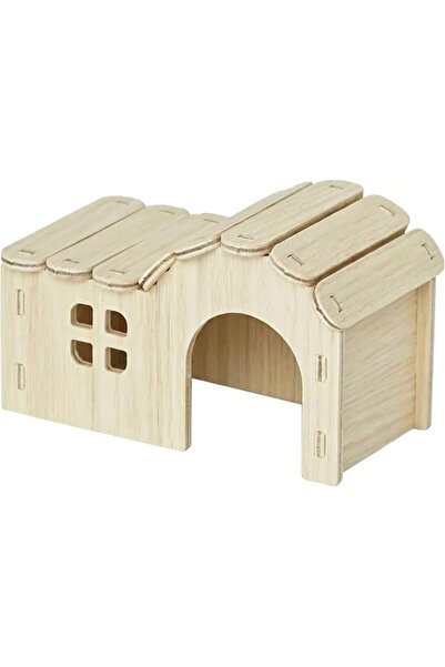 GENERAL 1 Piece Hamster Hideout Two-Room Wooden House, Small Pet Shelter with...